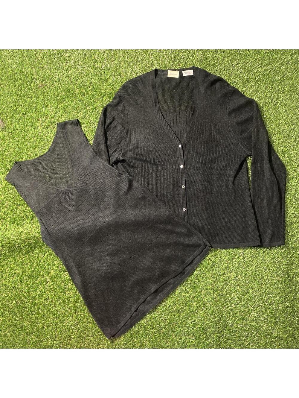 Vintage Y2K Neiman Marcus Silk Black Blouse and Tank top set